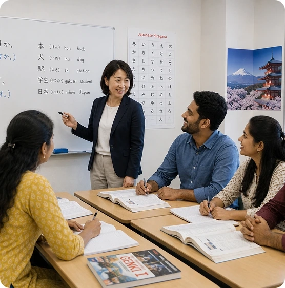 日本語研修を受ける候補者